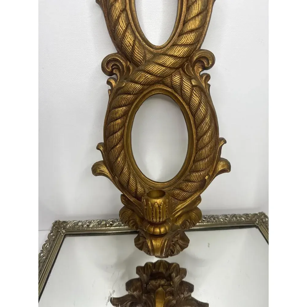 Vintage Syroco Home interiors Gold Candle Sconce